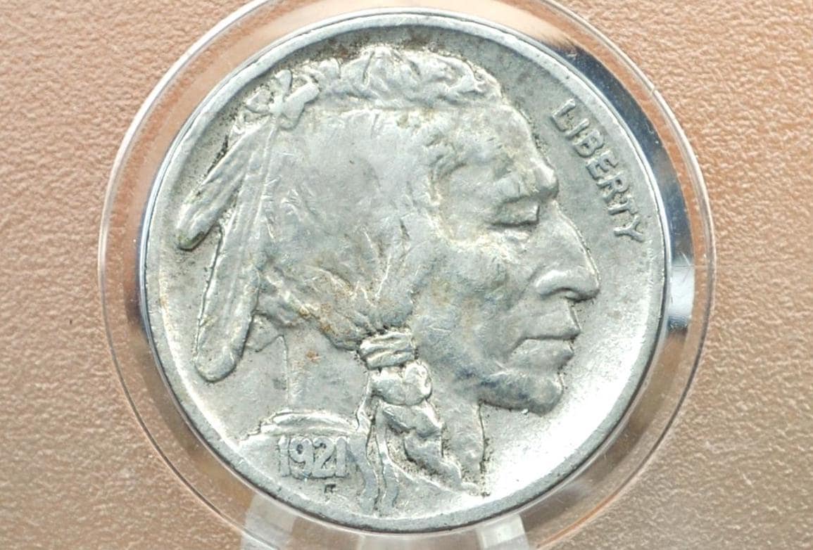1921 Buffalo Nickel - F-XF (Fine to Extremely Fine) Condition; Choose by Grade - Philadelphia Mint - 1921 P Indian Head Nickel 1921 P