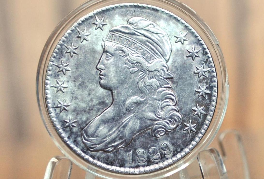 1829 Capped Bust Half Dollar - AU; Great Coin, 1829 Half Dollar US Half Dollar 1829, Rare Early Half, Early American Coin