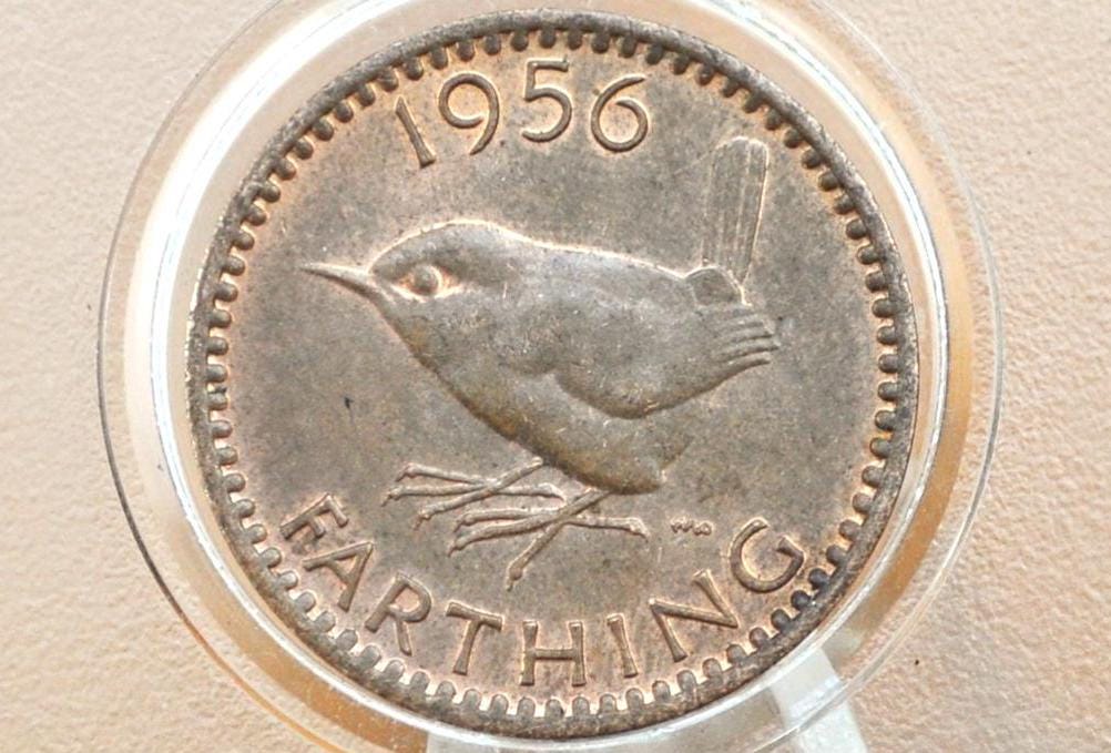 1944 Farthing Great Britain - Great Condition - UK 1 Farthing 1944 Wren Design - King George VI - British One Farthing 1944