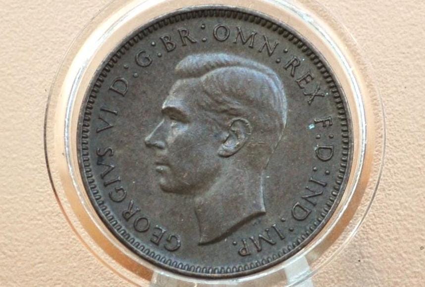 1944 Farthing Great Britain - Great Condition - UK 1 Farthing 1944 Wren Design - King George VI - British One Farthing 1944