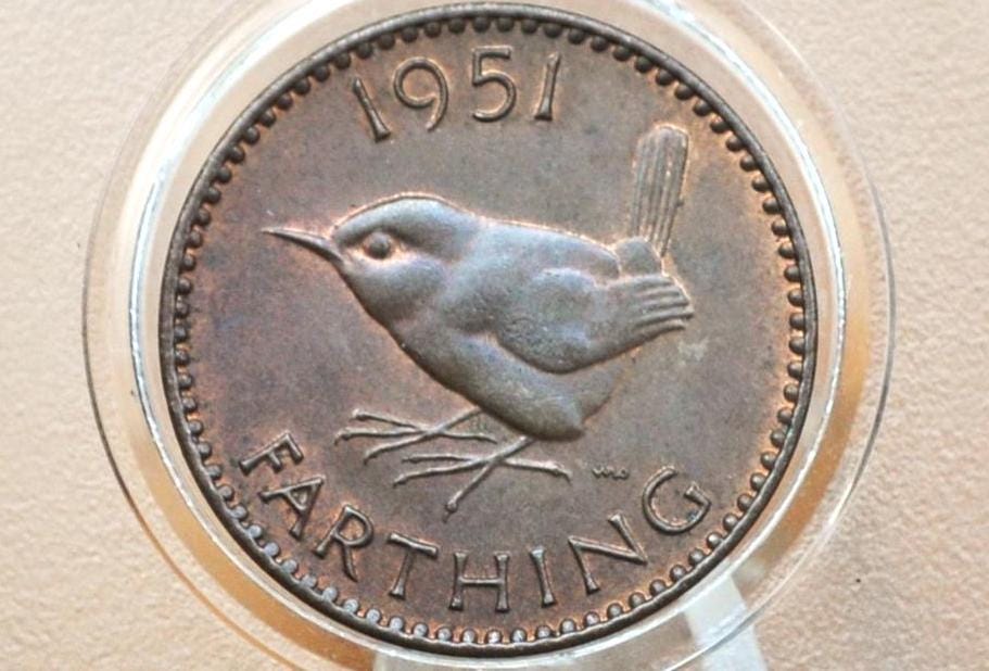 1944 Farthing Great Britain - Great Condition - UK 1 Farthing 1944 Wren Design - King George VI - British One Farthing 1944