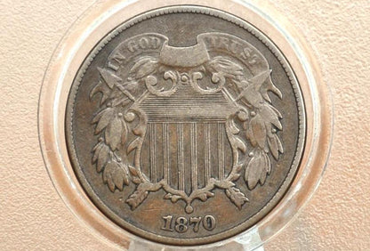 1870 Two Cent US Coin - VG-F (Very Good to Fine) Grade / Condition - Civil War Era - 1870 2 Cent Piece 1870 US Two Cent Coin