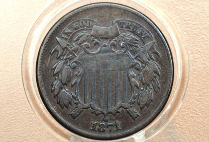 1871 Two Cent US Coin - Choose by Grade / Condition - Civil War Era - 1871 2 Cent Piece 1871 US Two Cent Coin