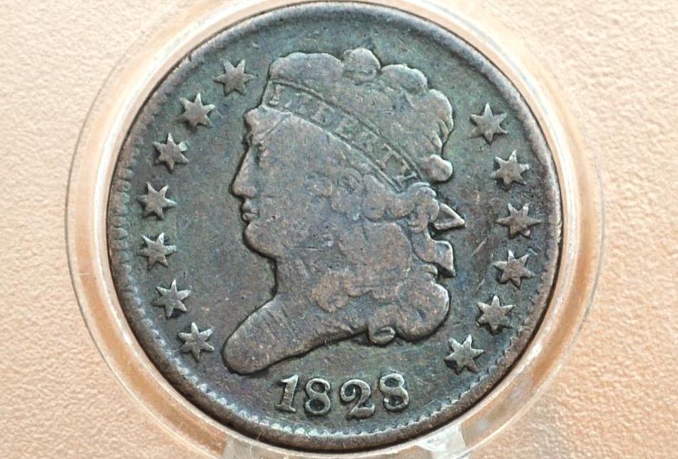 1828 Half Cent - VG (Very Good) Condition / Grade - Classic Head Half Cent - 1828 Classic Head Cent - 1828 Half Penny - 1828 13 Stars
