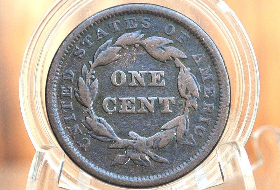 1842 Braided Hair Large Cent - VG (Very Good), Large Date Type - 1842 Coronet Cent - 1842 US Large Cent - Braided Hair 1839 to 1857