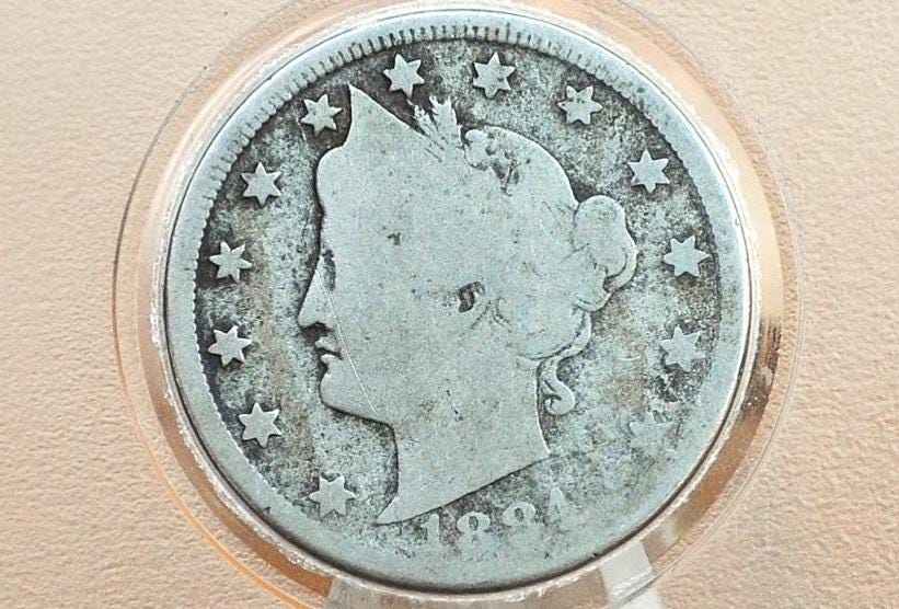 1884 Liberty Head Nickel - Cull Grade - Semi-Key Date - 1884 V Nickel - Philadelphia Mint - 1884 Nickel - V Nickel Key Date