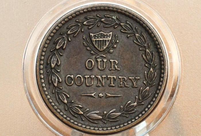 1863 Civil War Token - Our Country - AU Grade / Condition- Patriotic CWT - Great CWT