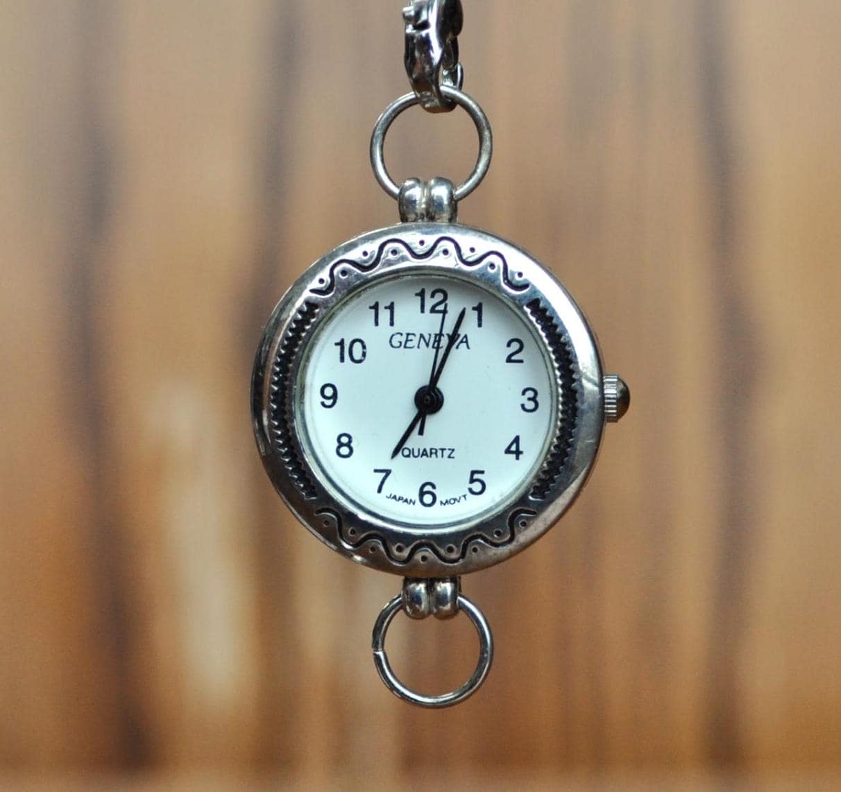 Vintage Geneva Silver-Toned Ladies Watch Charm - 18mm Dial - Beautiful Geneva Silver Ladies Watch Case Charm - Working, New Battery