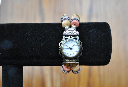 Vintage 1980s Boho Multicolor Beaded Women's Watch - Boho Multicolor Beaded Watch - Working New Battery