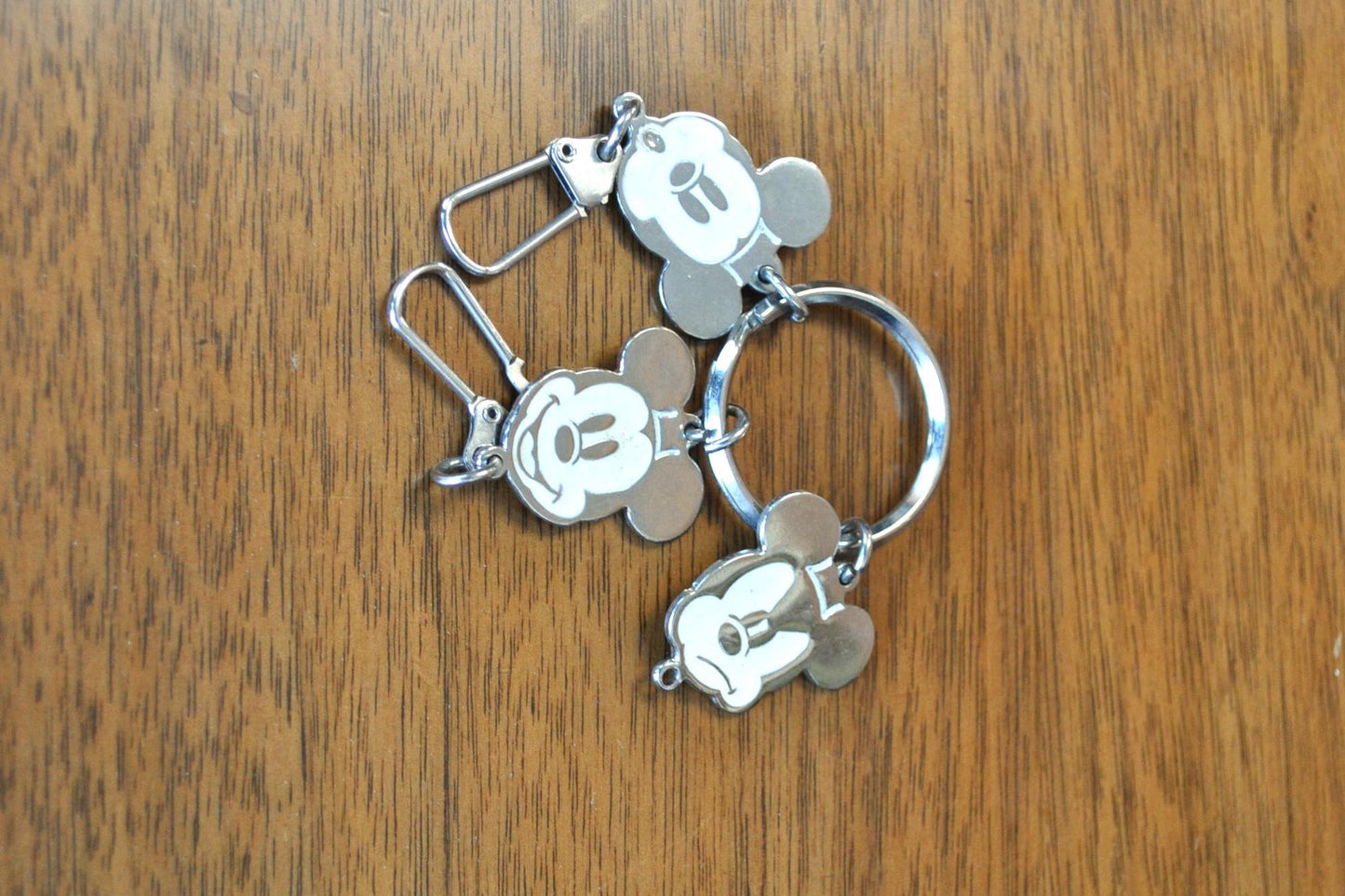 Rare Disney Three Faces of Mickey Mouse Keychain Charm - Inscribed "Disney" and "Lucky" - Collectible Vintage Disney Charm!