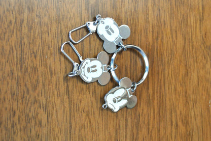 Rare Disney Three Faces of Mickey Mouse Keychain Charm - Inscribed "Disney" and "Lucky" - Collectible Vintage Disney Charm!