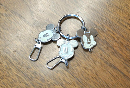 Rare Disney Three Faces of Mickey Mouse Keychain Charm - Inscribed "Disney" and "Lucky" - Collectible Vintage Disney Charm!