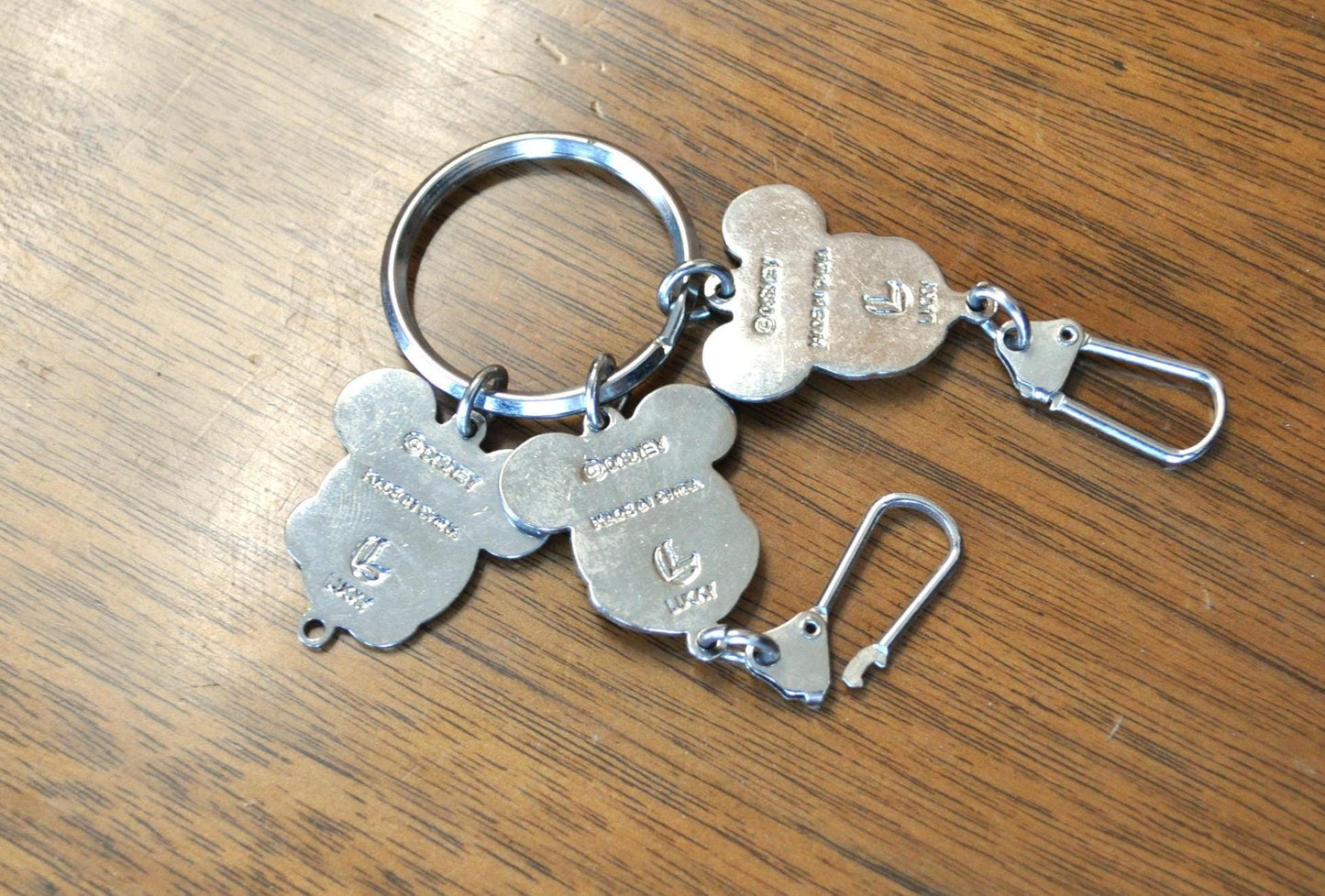 Rare Disney Three Faces of Mickey Mouse Keychain Charm - Inscribed "Disney" and "Lucky" - Collectible Vintage Disney Charm!