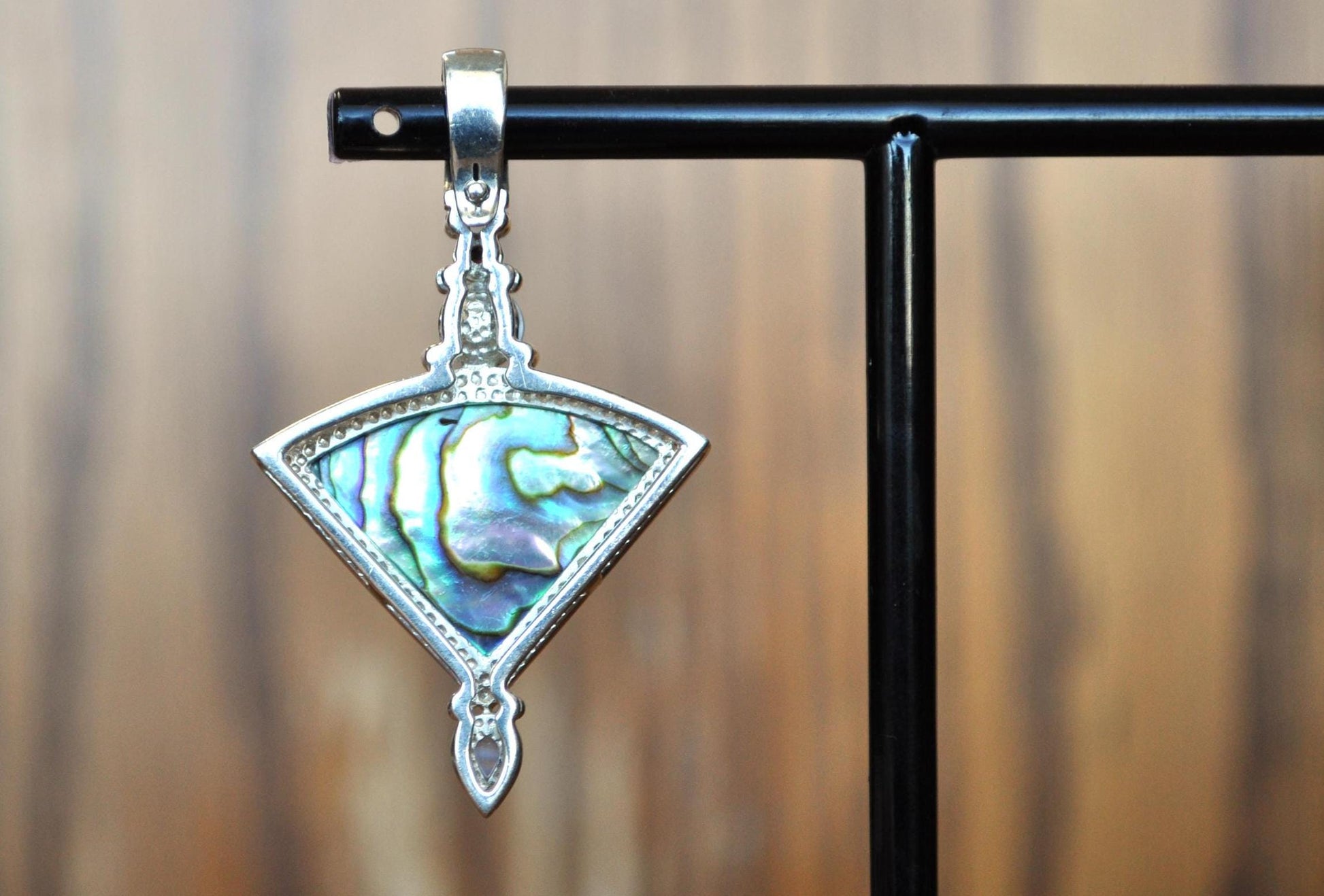 Mesmerizing Whitney Kelly 925 Sterling Silver MOP Garnet Moonstone Enhancer Pendant - Vintage 925 Whitney Kelly Jewelry - Lovely Piece