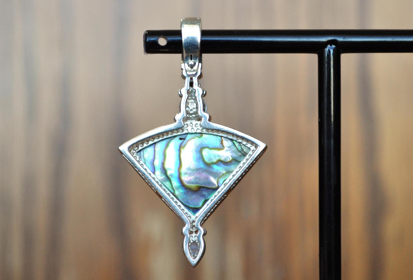 Mesmerizing Whitney Kelly 925 Sterling Silver MOP Garnet Moonstone Enhancer Pendant - Vintage 925 Whitney Kelly Jewelry - Lovely Piece