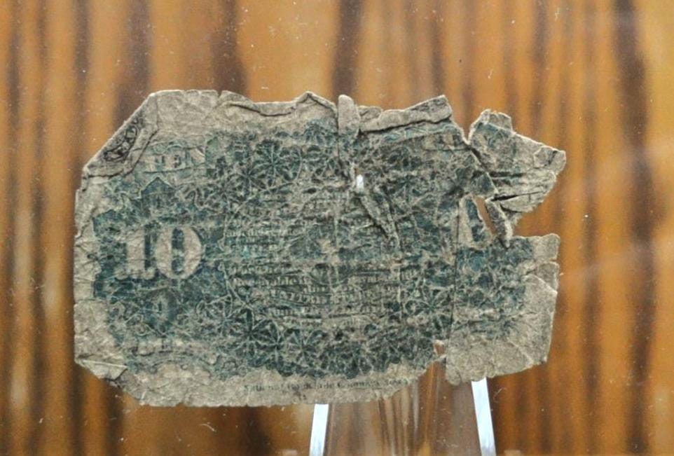 Authentic 1863 10 Cent Fractional Note Fr#1257 / 1863 Fractional Currency - Cull Grade / Condition - 2nd Issue Fractional Note Fr1257