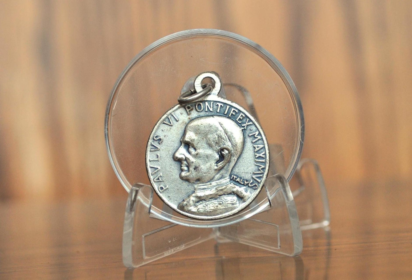 Vintage Pieta and Pope Paulus VI Charm - Catholic Religious Pendant - Pope Paulus VI and Pieta Charm Pendant