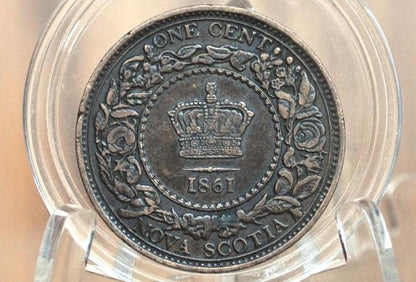 1861 Nova Scotia One Cent - VF Grade / Condition (Very Fine) - Small Rosebud - Nova Scotia 1 Penny 1861 Cent - Only 4 Years of Issue