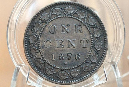 1876 Canadian One Cent - VF (Very Fine) Grade / Condition - Queen Victoria - 1876 Large Cent - 1876 Penny Canada 1 Cent 1876