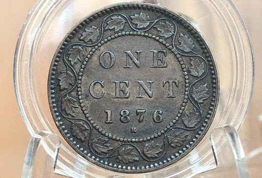 1876 Canadian One Cent - VF (Very Fine) Grade / Condition - Queen Victoria - 1876 Large Cent - 1876 Penny Canada 1 Cent 1876