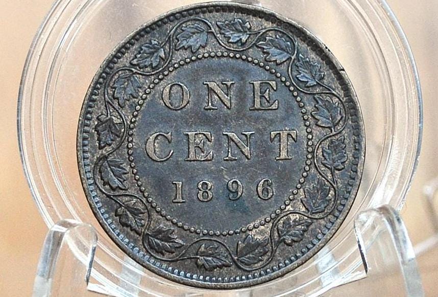 1896 Canadian Cent - VF (Very Fine) Condition - Queen Victoria - One Cent Canada 1896 Large Cent - 1896 Large Cent