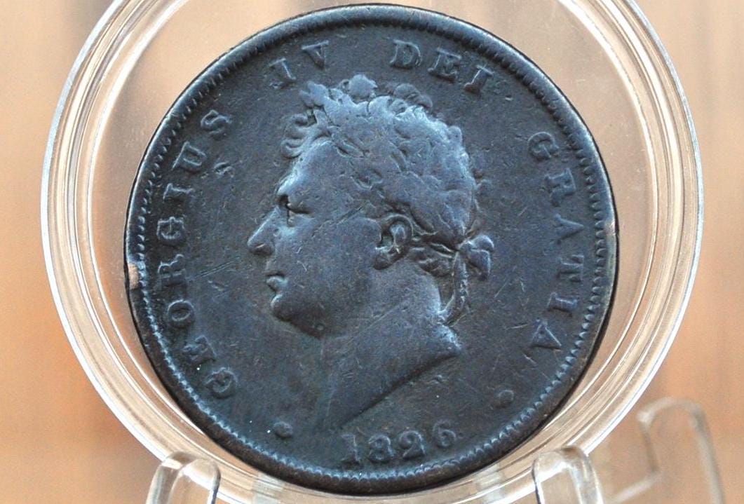 Rarer 1826 Great Britain One Penny - F+ Detail - UK Penny 1826 - King George III - British Penny 1826