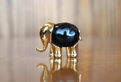 Cute Kenneth Jay Lane Gold and Black Tone Elephant Brooch - Kenneth Jay Lane Elephant Brooch - Gold and Black Tone Elephant Brooch