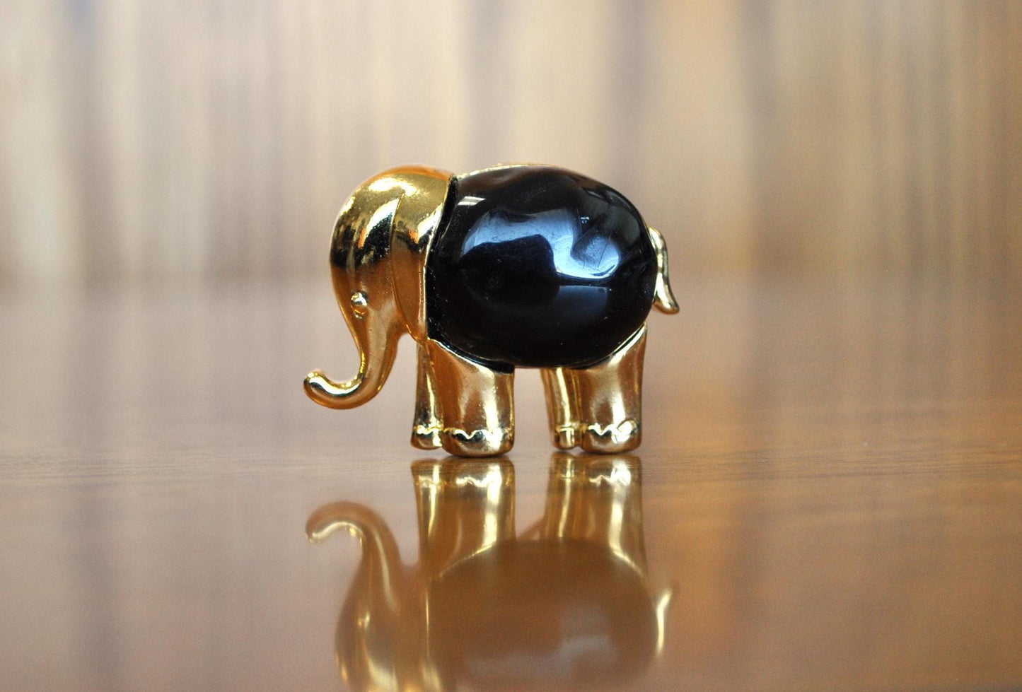 Cute Kenneth Jay Lane Gold and Black Tone Elephant Brooch - Kenneth Jay Lane Elephant Brooch - Gold and Black Tone Elephant Brooch