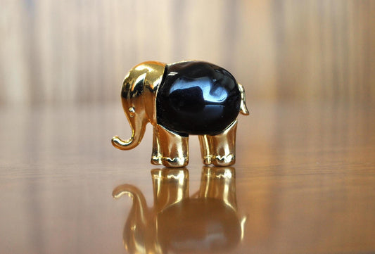 Cute Kenneth Jay Lane Gold and Black Tone Elephant Brooch - Kenneth Jay Lane Elephant Brooch - Gold and Black Tone Elephant Brooch