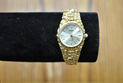 Vintage Gruen Diamond Quartz Gold Nugget Watch Diamond Quartz