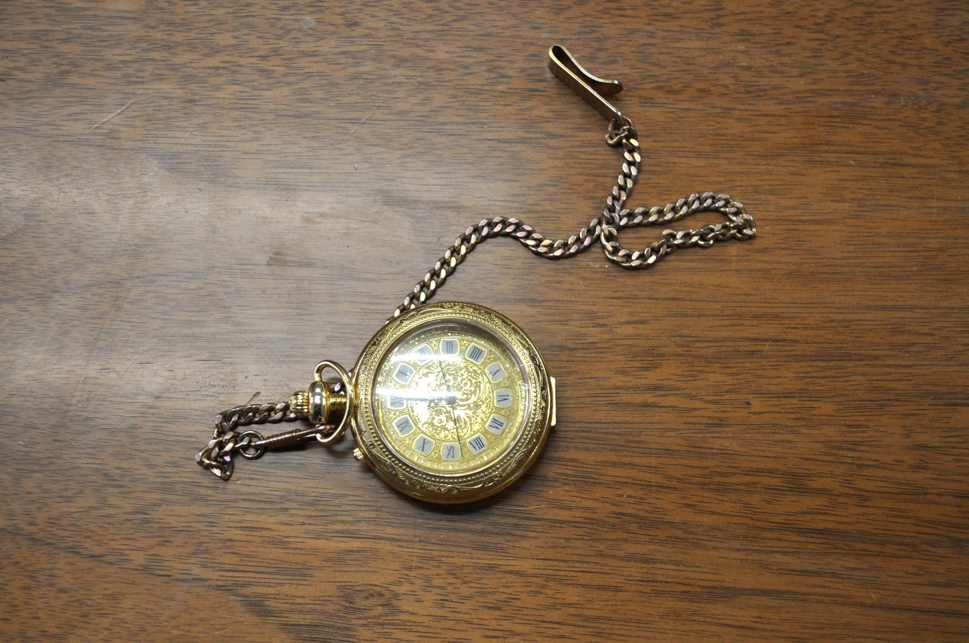 Vintage American Historic Society Gold Tone Pocket Watch Pendant - Not Working! - Antique American Historic Society Gold Tone Watch