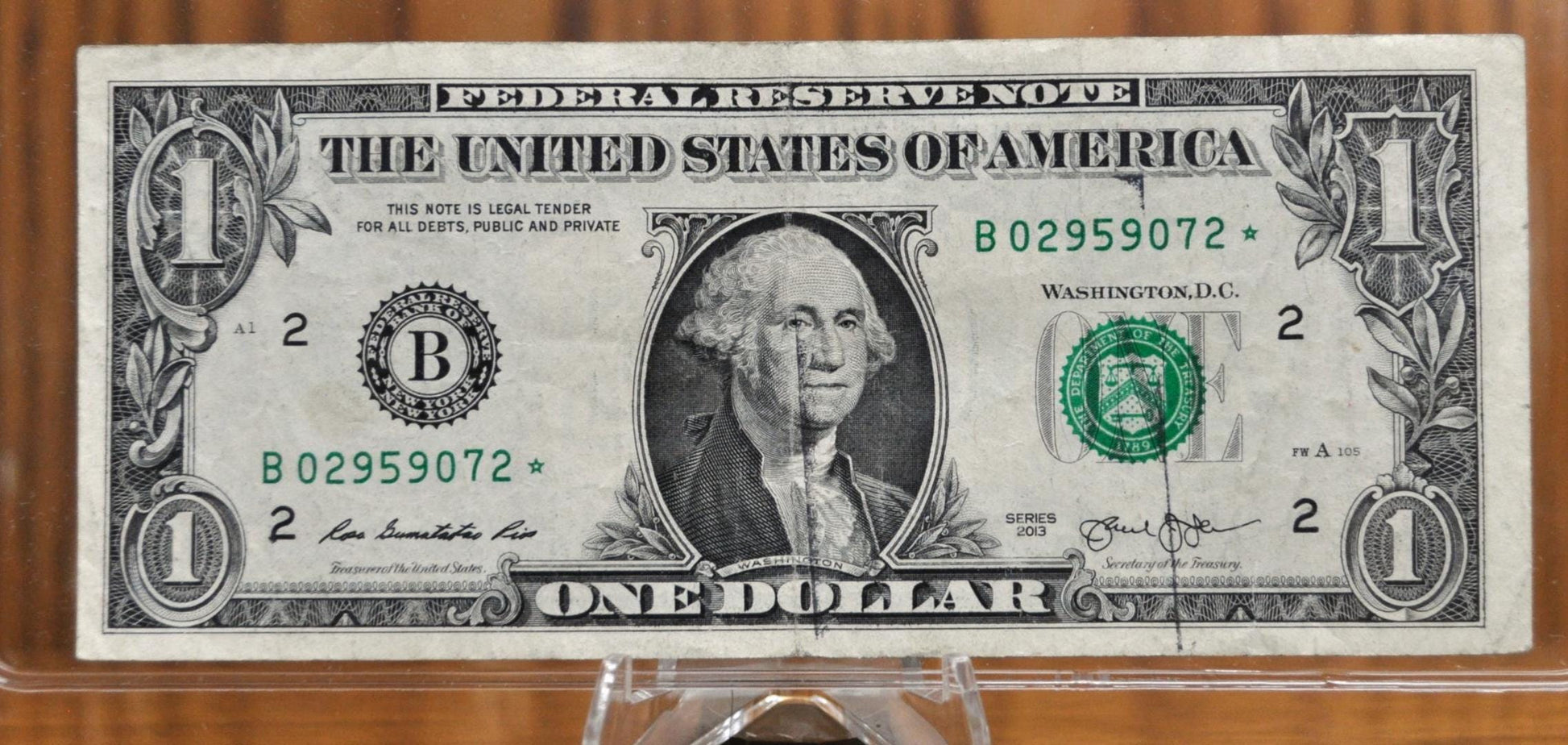 2013 1 Dollar Duplicate Error STAR NOTE - (B) New York - Printed in Fort Worth - 2013 One Dollar Federal Reserve Star Note - Fr. 3001-B*