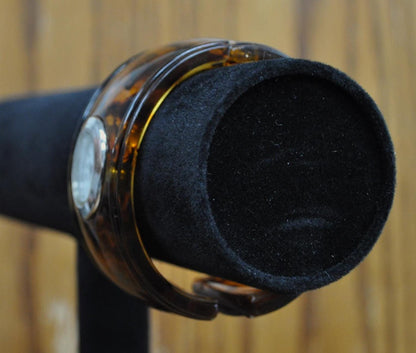 Vintage Focus 4862 Quartz Tortoise Bangle Bracelet Watch - Working, New Battery - Focus Japan Movement 4862 Design Bangle Watch