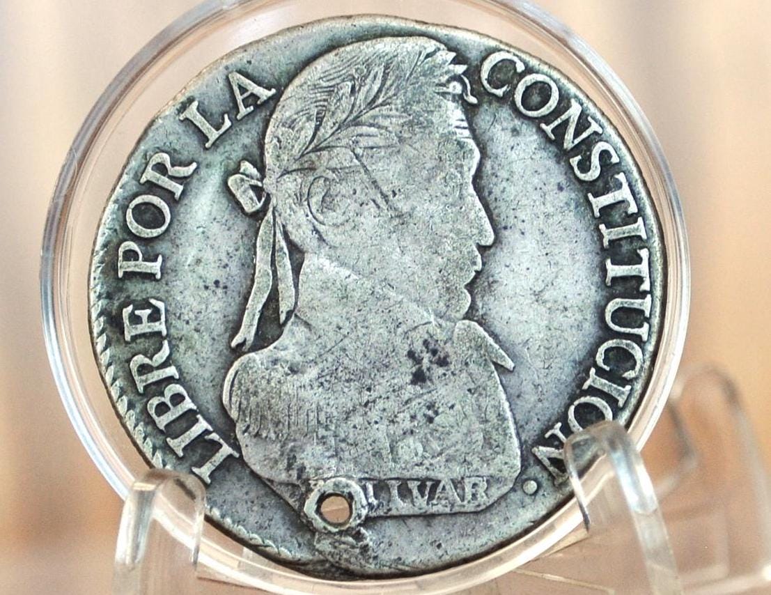 1830 Republic of Bolivia 4 Soles - VF+ - Independent Bolivia Coin - 1830 Coin - Andrés de Santa Cruz y Calahumana - VG DMG -