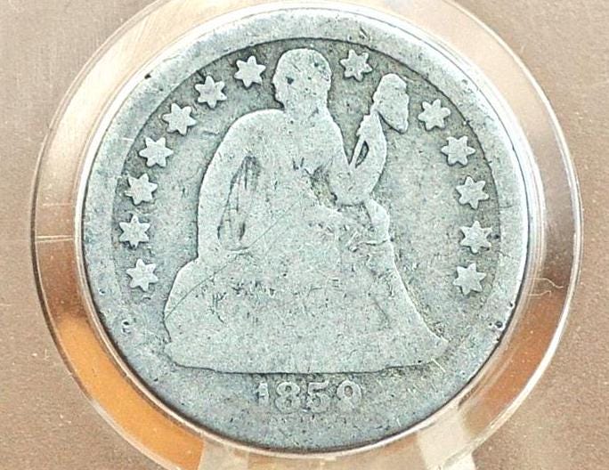 1859 Seated Dime - AG/G (About Good) - 1859 Seated Liberty Dime - Early American Coin - 1859 Silver Dime Liberty Seated 1859, Better Date!