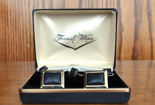 Amazing Swank Black Onyx Cuff Links and Tie Bars Formal Wear - Black Onyx Gemstones - Swank Black Onyx Cufflinks