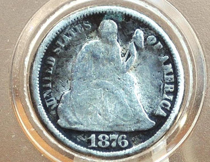 1876 Seated Liberty Dime CC - G Details - 1876 Liberty Seated Silver Dime - Authentic - Carson City Mint -