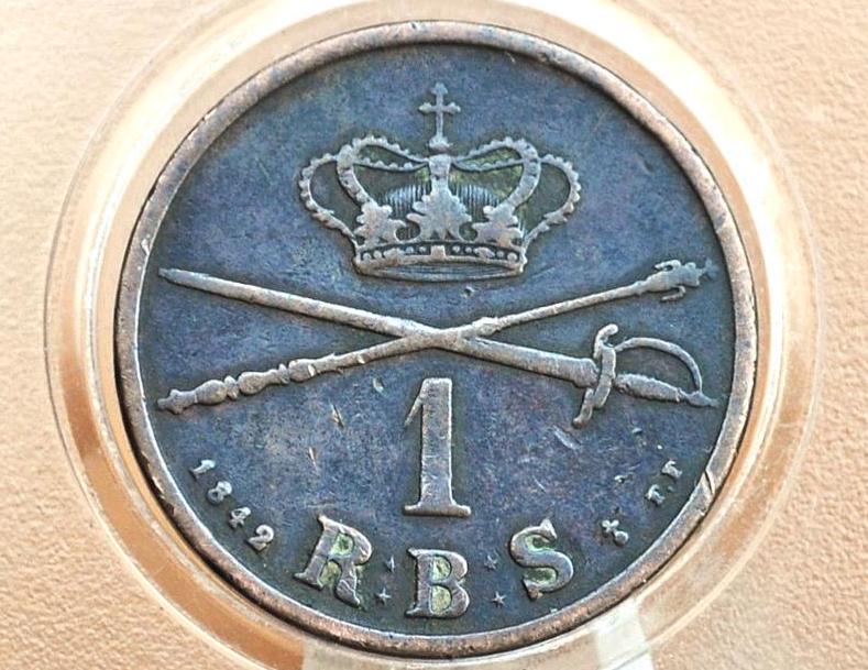 1842 Denmark 1 Rigsbankskilling - 1 R.B.S. - Christian VIII Coin - Great Condition - Altona Mint -