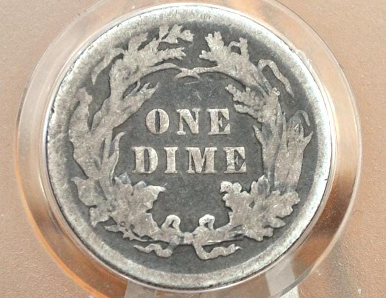 1888 Seated Liberty Dime - VG+ (Very Good) - 1888 Silver Dime / 1888 Liberty Seated Dime US 1 Dime From 1888