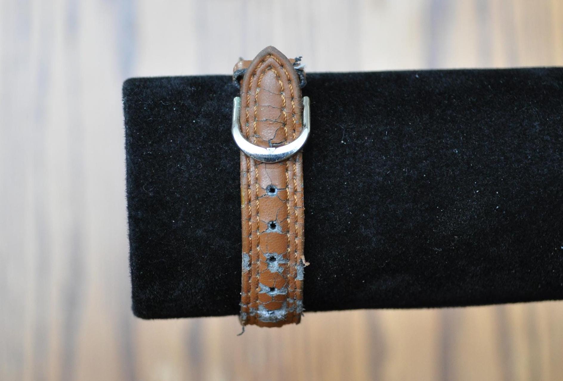 Antique Aqualite Future Strapped Watch - Vintage Aqualite Watch With Brown leather Strap - Not Working!