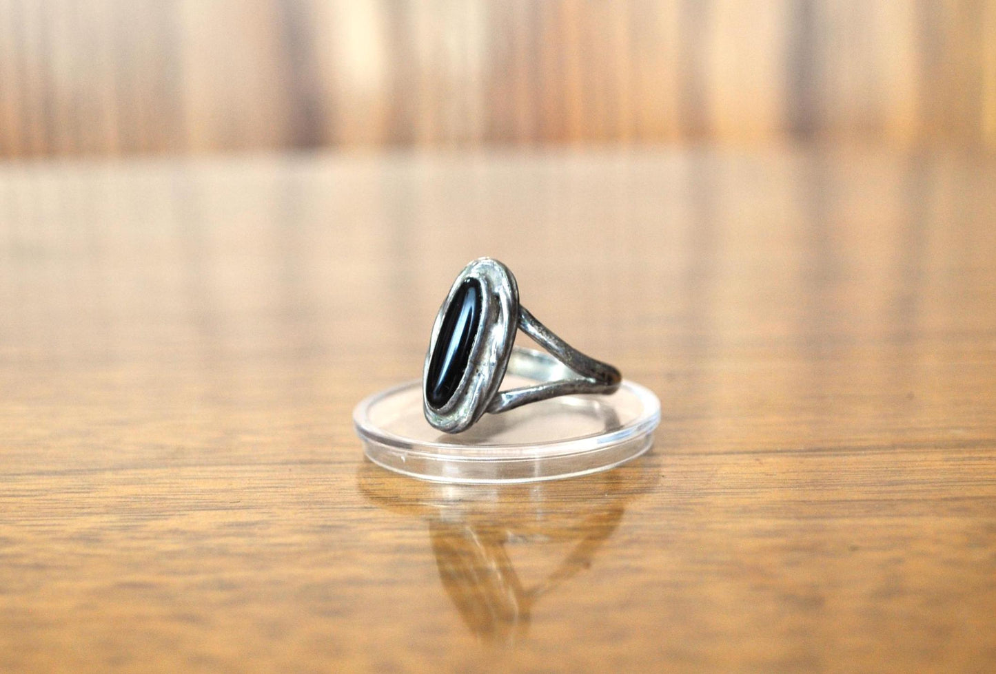 Vintage Sterling Silver Black Onyx Ring - Size 7 - Black Onyx Sterling Silver Ring