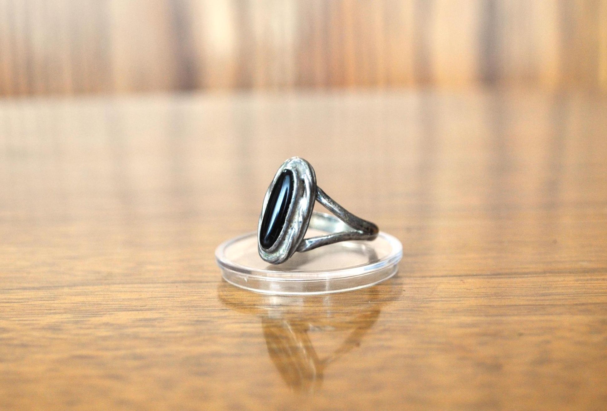 Vintage Sterling Silver Black Onyx Ring - Size 7 - Black Onyx Sterling Silver Ring