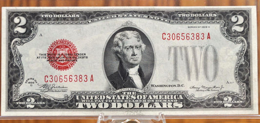 1928-D 2 Dollar United States Mule Note - Red Seal Note - Choose by Grade - 1928D Two Dollar Legal Tender US Mule Note - Fr. 1505m