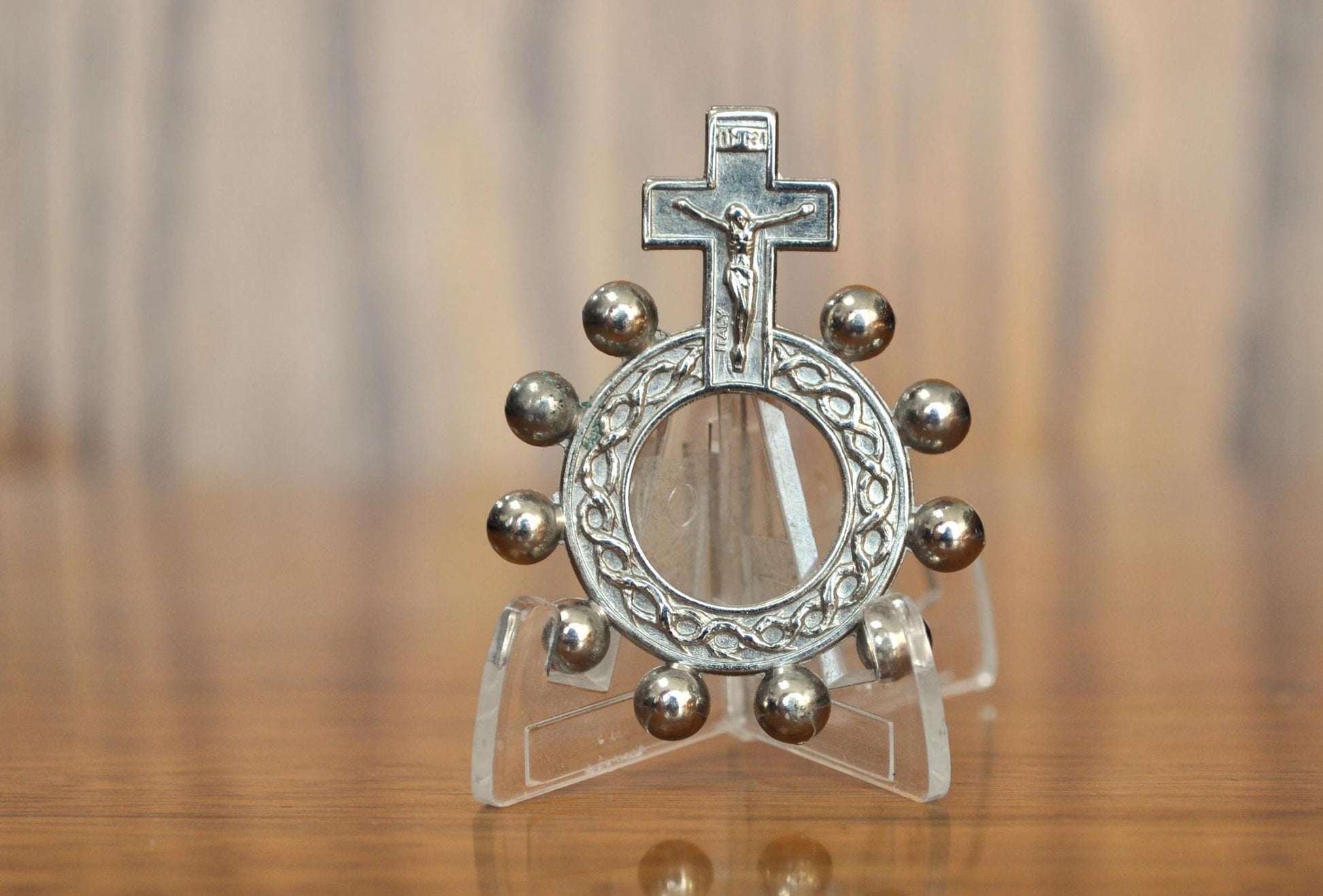 Rare Jesus Crucifixion Cross Rosary Ring - Catholic Miraculous Ring - Religious Medal
