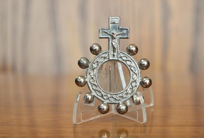 Rare Jesus Crucifixion Cross Rosary Ring - Catholic Miraculous Ring - Religious Medal
