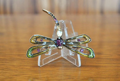 Beautiful Monet Multi Rhinestone Dragonfly Brooch Pin! - Vintage Dragonfly Brooch - Lovely Piece, Dragonfly Jewelry