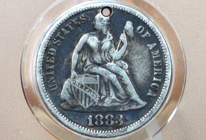 Genuine Antique Love Token, CE initials - Made From an 1883 Silver Dime - Beautiful Scroll Work, 1800s Silver Love Token EC initials CE