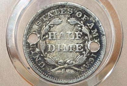 1856 Half Dime - XF, Holed - 1856 Seated Liberty Half Dime - Early American Coin - 1856 Silver Half Dime Liberty Seated