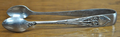 Vintage EPNS Silver Plated Floral Design Victorian Sugar Tongs - Antique Victorian Spoon Shaped Electroplated Floral Sugar Tongs