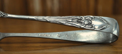 Vintage EPNS Silver Plated Floral Design Victorian Sugar Tongs - Antique Victorian Spoon Shaped Electroplated Floral Sugar Tongs